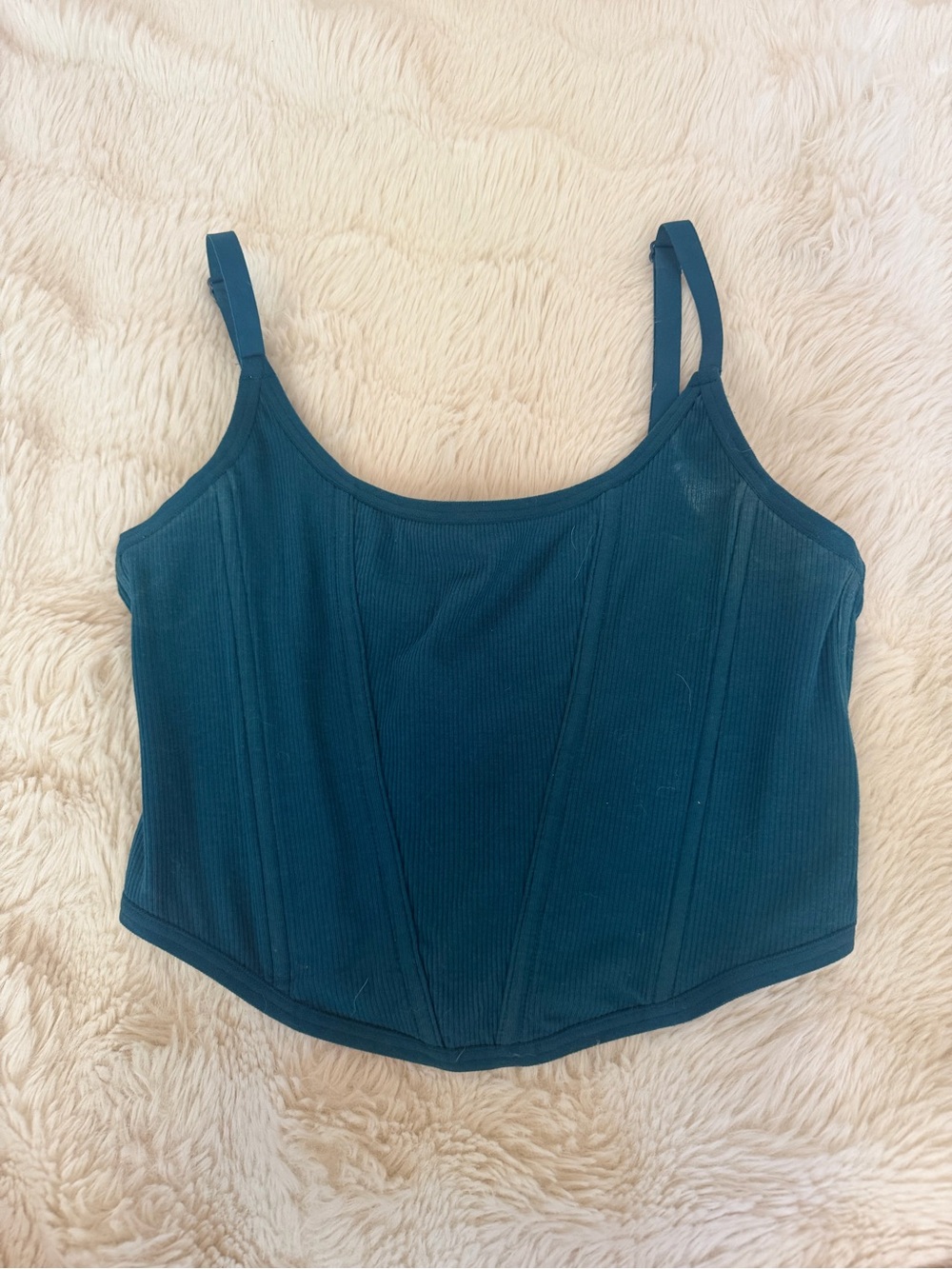 Colsie Teal Ribbed Corset Tank Top